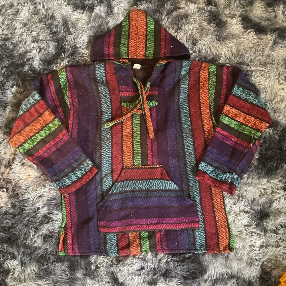 Colorful Striped Hooded Pullover